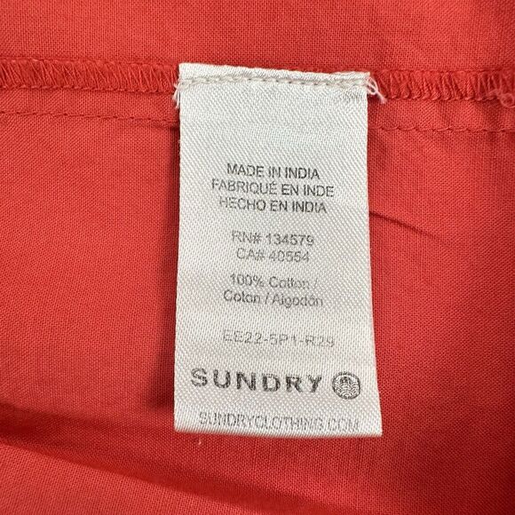 EVEREVE Sundry The Anywhere Babydoll Dress M Red Tiered Balloon Sleeves Cottage - Picture 11 of 16